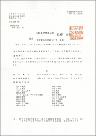 国土交通大臣 特定許可